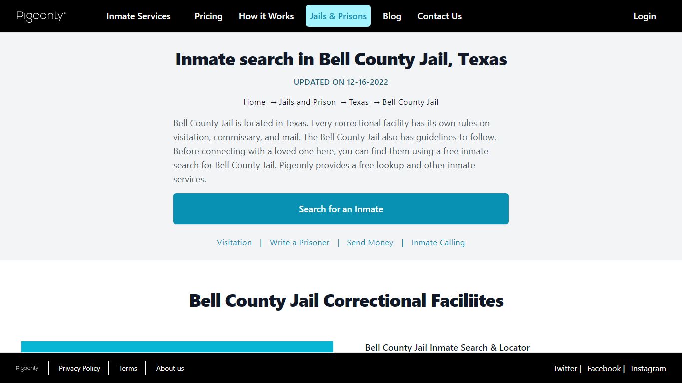 Inmate Search Bell County Jail, Texas | Pigeonly